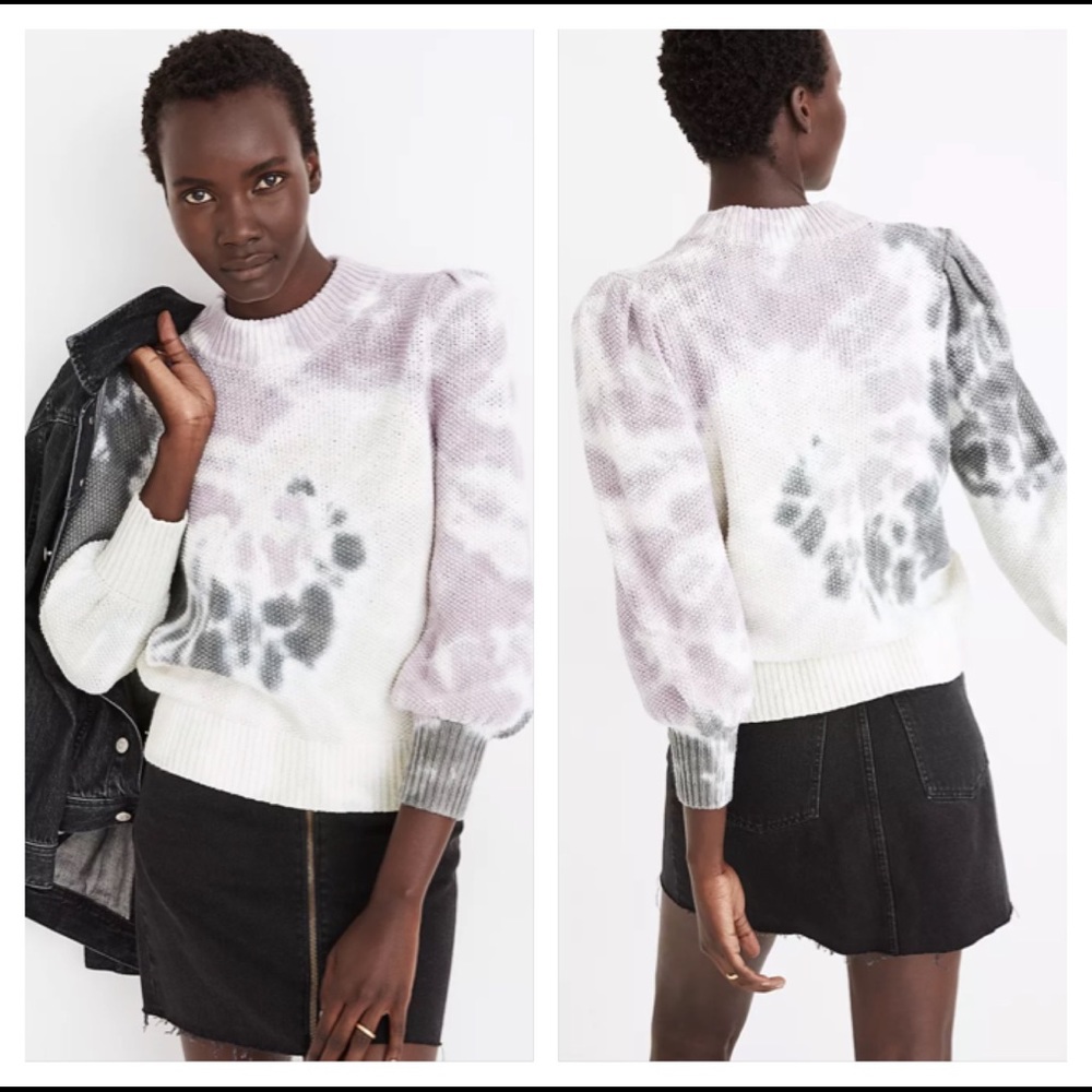 NWT Madewell puff sleeve tie dye sweater